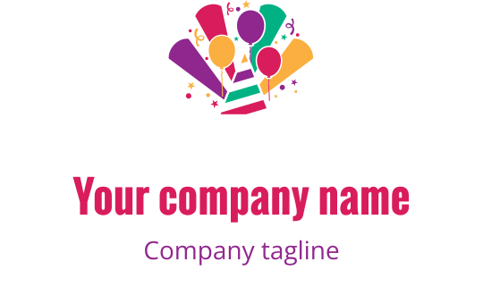 Kolorowe logo imprezy z balonami i elementami festiwalowymi