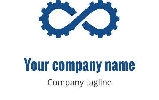 Zielono-niebieskie logo zębatki z symbolem nieskończoności w centrum