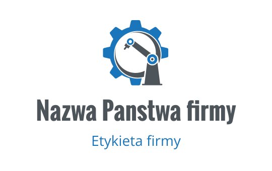 Nowoczesny projekt logo z zębatką i ramieniem robota w niebieskim i szarym