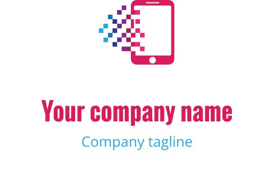 Nowoczesne logo telefonu komórkowego z kolorowymi elementami pikselowymi