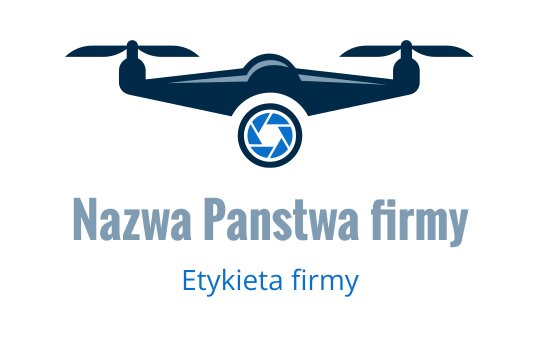 Nowoczesne logo drona z okrągłym elementem obiektywu kamery