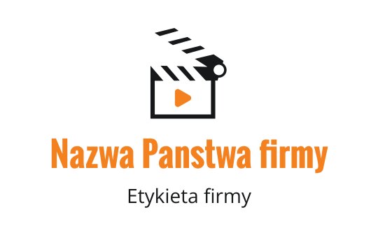 Kreatywne logo projektu klapsa filmowego z pomarańczowym przyciskiem odtwarzania