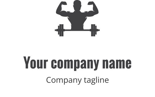 Odważne logo fitness z muskularną postacią podnoszącą ciężary