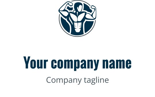 Mocne, muskularne logo z elastyczną postacią w okrągłej ramie