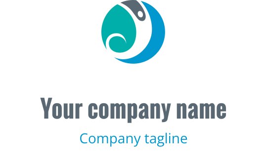 Nowoczesny projekt logo z stylizowaną postacią w cyjanie i turkusie