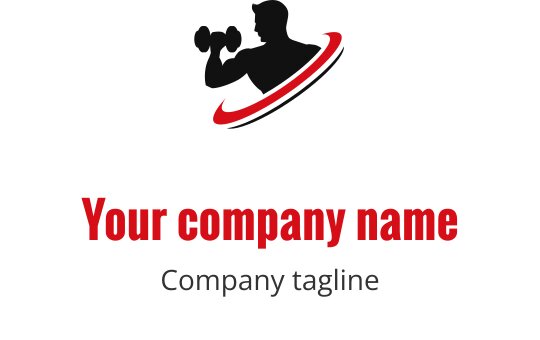 Dynamiczny projekt logo z sylwetką ciężarowca i wyraźną typografią