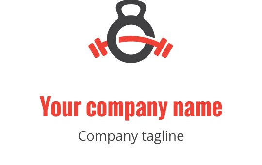 Odważne czerwono-szare logo z stylizowanymi ciężarami