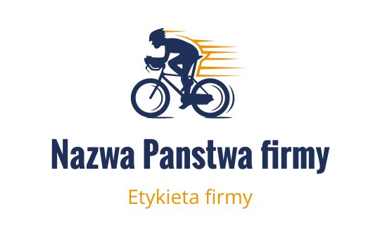 Dynamiczny projekt logo rowerzysty z liniami ruchu w niebieskim i pomarańczowym