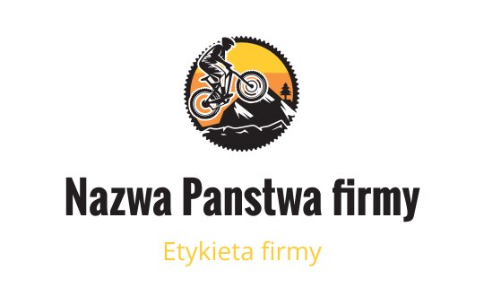 Dynamiczny projekt logo rowerzysty górskiego z tłem zachodu słońca