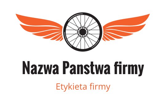 Odważny projekt logo z kołem i pomarańczowymi skrzydłami