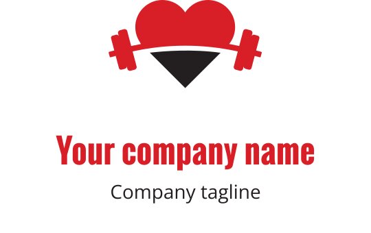 Odważne czarne i czerwone logo z stylizowanym kształtem serca