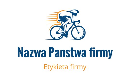 Dynamiczny projekt logo rowerzysty z liniami ruchu w niebieskim i pomarańczowym