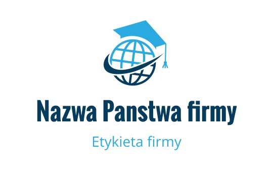Nowoczesne niebieskie logo globu z czapką absolwenta i wstążką