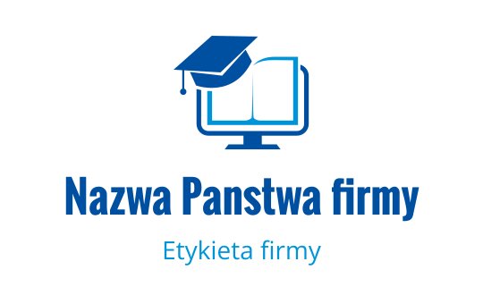Nowoczesne niebieskie logo z motywem czapki absolwenta i otwartej książki na ekranie komputera