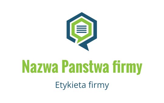 Nowoczesny projekt logo w kształcie heksagonu z dymkiem i warstwowym tekstem