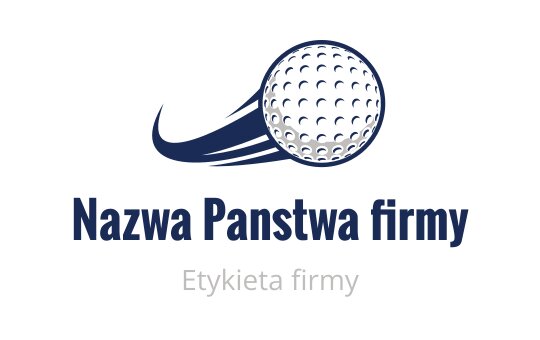 Dynamiczny projekt logo piłki golfowej z liniami ruchu w niebieskim i białym