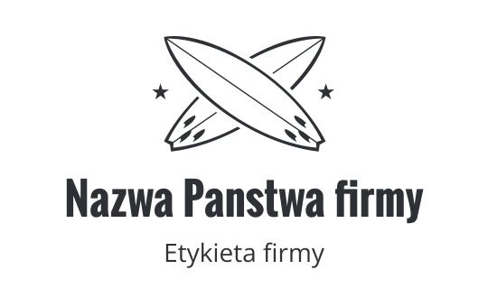 Minimalistyczny projekt logo z krzyżującymi się deskami surfingowymi i gwiazdami