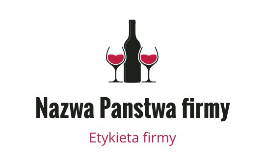 Eleganckie logo butelki wina z dwoma kieliszkami i czerwonymi akcentami
