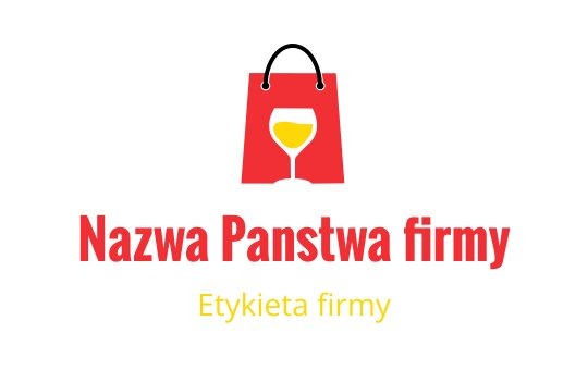Odważny projekt logo z czerwoną torbą i ikoną kieliszka wina