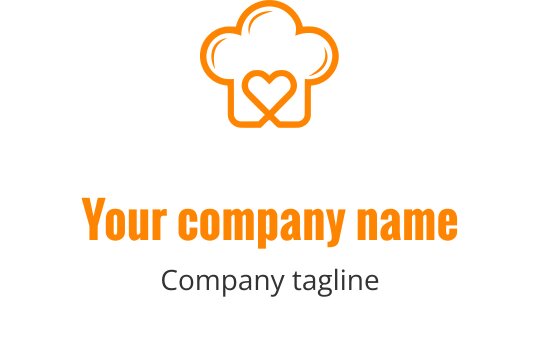 Zabawny projekt logo czapki kucharskiej z sercem w centrum