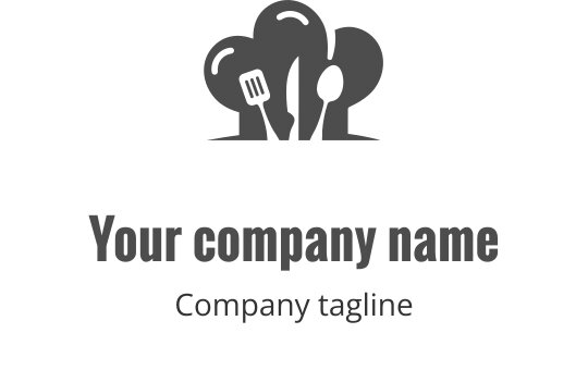 Logo kucharskie z czapką i przyborami w minimalistycznym stylu