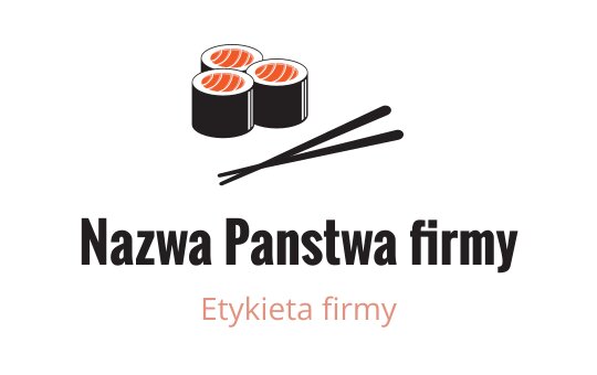 Logo sushi z trzema rolkami i pałeczkami