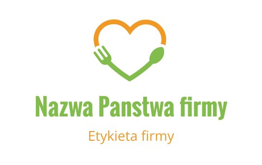 Logo w kształcie serca z widelcem i łyżką w zielonym i pomarańczowym kolorze