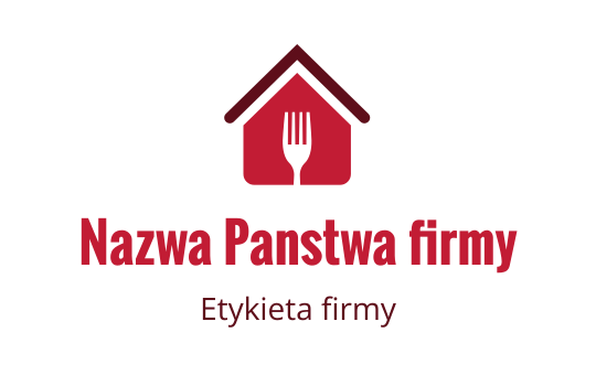 Nowoczesny projekt logo z domem i widelcem w kolorze czerwonym