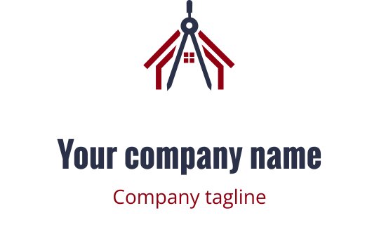 Profesjonalny projekt logo z kompasem i dachem w czerwonym i granatowym