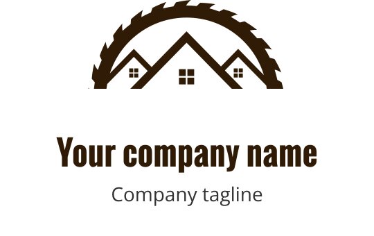 Nowoczesny projekt logo z stylizowanymi domami i elementem piły tarczowej