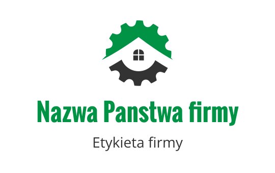 Nowoczesny projekt logo z domem i zębatką w zieleni i czerni