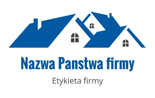 Nowoczesne niebieskie logo domu z wieloma dachami i oknami