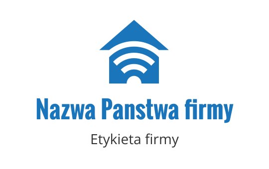 Nowoczesne niebieskie logo z domem i falami sygnału bezprzewodowego