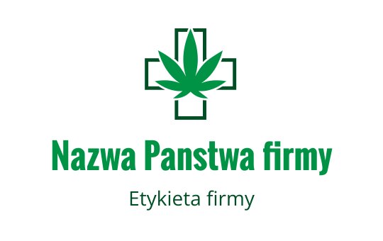 Logo z zielonym liściem na tle krzyża medycznego