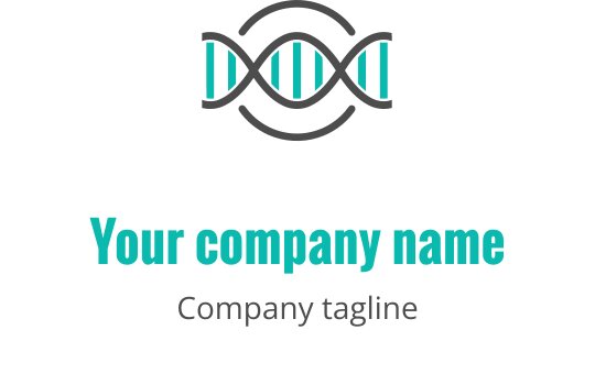 Nowoczesny projekt logo z nicią DNA w odcieniach niebieskozielonych i szarych