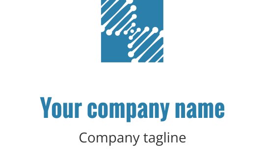 Zielono-niebieskie logo z splecionymi nićmi DNA w nowoczesnym stylu