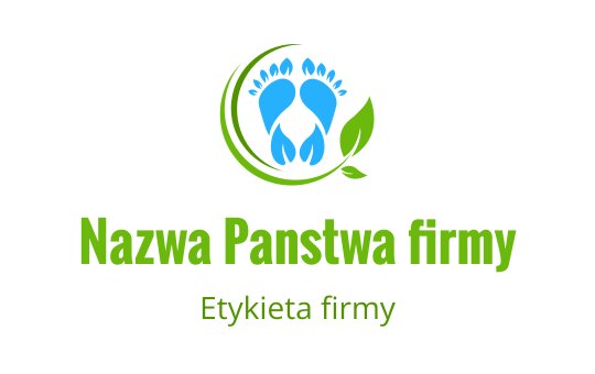Nowoczesny projekt logo z niebieskimi śladami i zielonymi liśćmi w okrągłym układzie