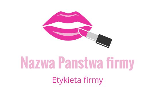 Logo w odważnym różowym kolorze z ustami i tubką szminki