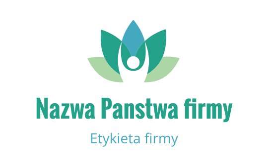 Nowoczesny projekt logo z stylizowaną postacią otoczoną zielonymi liśćmi