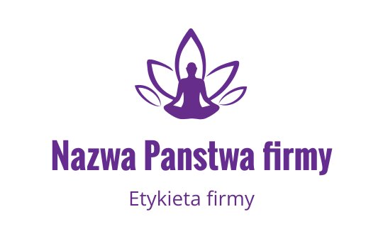 Spokojne logo kwiatu lotosu w kolorze fioletowym z postacią medytującą