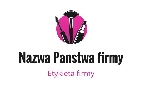 Odważne logo z narzędziami do makijażu w różowym kole