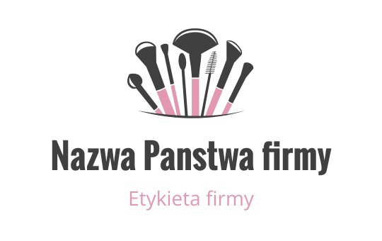 Stylowy projekt logo z pędzlami do makijażu w różowych i szarych odcieniach