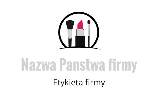 Stylowe logo z pędzlami do makijażu i szminką w żywych kolorach