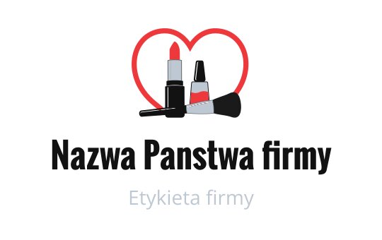Zabawny projekt logo z pomadką i lakierem do paznokci w kształcie serca