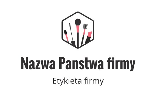 Stylowy hexagonalny projekt logo z pędzlami do makijażu w czerni i różu