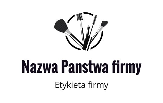 Elegancki projekt logo z różnymi pędzlami do makijażu w układzie wachlarza