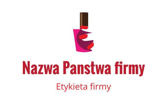 Kreatywne logo lakieru do paznokci z różową butelką i czerwonymi akcentami