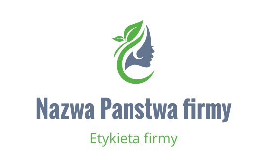 Elegancki projekt logo z sylwetką profilu i zielonymi liśćmi