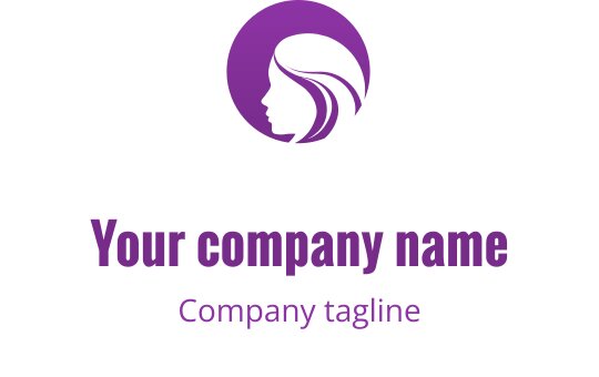 Eleganckie fioletowe logo z stylizowaną sylwetką kobiety
