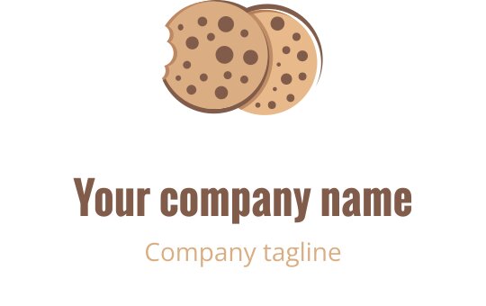 Zabawne logo ciasteczek z dwoma ciasteczkami czekoladowymi